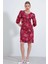 Bordo Gül Desenli Midi Elbise 2477 3