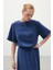 Kısa Kollu Salaş Bluz - Indigo 1