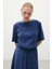 Kısa Kollu Salaş Bluz - Indigo 3