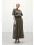 Yırtmaçlı Uzun Etek - Haki 3