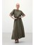 Yırtmaçlı Uzun Etek - Haki 5