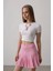 Beli Lastikli Mini Etek - Pembe 2