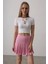 Beli Lastikli Mini Etek - Pembe 3