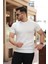 Erkek Ince Çizgi Dokulu Bisiklet Yaka Kısa Kollu T-Shirt 1