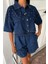 Taş Detaylı Gömlek Şort Denim Takım 10175 3