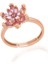Gümüş Rose Pembe Taşlı Lotus Çiçeği Kadın Yüzük 1