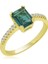 Gümüş Gold Yeşil Baget Taşlı Kadın Yüzük 1