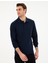 Erkek Lacivert Slim Fit Kıvrılmaz Yaka Sweatshirt 50307408-VR033 3
