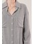 Yarasa Kol Çizgili Cep Detaylı Gri Gömlek 3