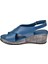 Hakiki Deri Comfort Kadın Sandalet Plm-12 Mavi 3