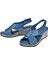 Hakiki Deri Comfort Kadın Sandalet Plm-12 Mavi 4