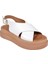 Hakiki Deri Kalın Taban Kadın Sandalet BEL-14748 Beyaz 1
