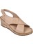 Hakiki Deri Comfort Kadın Sandalet Plm-12 Bej 1