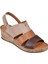 Hakiki Deri Comfort Kadın Sandalet Plm-01 Bej Multi 1
