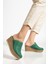 Kadın Hakiki Deri Burnu Kapalı Dolgu Topuk Terlik - Pine 2