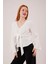 Ön Bağlamalı Volan Kol Beyaz Bluz 1