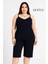 Kadın Büyük Beden Ip Askılı Bluz ve Kapri Alt Üst Pijama Takımı 4