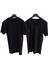 Tişört V Yaka-Sıfır Yaka 2'li Ekonomik Paket Pamuklu Cotton Modal Siyah Slim Fit Ekstra Esnek Unisex Yvsb1-3 1