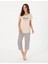 Kadın Bej Kısakollu Kapri Pijama Takımı 50319041-VR011 4