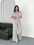 Osy Modal Yumuşak Dokulu Kumaş Bisiklet Yaka T-Shirt Bol Paça Pantalon Ikili Takım - Boyalı Gri 2