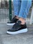 J094 Bağcıklı Ortopedik Taban Erkek Sneaker Günlük Rugan Ayakkabı Bt Siyah 1