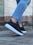 J094 Bağcıklı Ortopedik Taban Erkek Sneaker Günlük Ayakkabı Bt Siyah 4