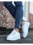 J026 Bağcıksız 3 Bant Lastikli Ortopedik Taban Erkek Sneaker Günlük Ayakkabı Bt Beyaz 3