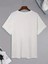 Baskılı Oversize Bisiklet Yaka T-Shirt - Beyaz 4