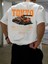 Baskılı Oversize Bisiklet Yaka T-Shirt - Beyaz 1