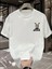 Baskılı Oversize Bisiklet Yaka T-Shirt - Beyaz 2