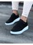 J033 Bağcıksız 4 Bant Lastikli Tokalı Ortopedik Taban Erkek Sneaker Günlük Ayakkabı Bt Siyah 1