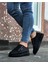J026 Bağcıksız 3 Bant Lastikli Ortopedik Taban Erkek Sneaker Günlük Ayakkabı St Siyah 3