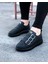 J050 Bağcıksız 3 Bant Tokalı Ortopedik Taban Erkek Sneaker Günlük Ayakkabı St Siyah 1
