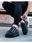 J050 Bağcıksız 3 Bant Tokalı Ortopedik Taban Erkek Sneaker Günlük Ayakkabı St Siyah 2
