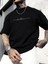 Baskılı Oversize Bisiklet Yaka T-Shirt - Siyah 1