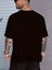 Baskılı Oversize Bisiklet Yaka T-Shirt - Siyah 2