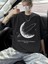 Baskılı Oversize Bisiklet Yaka T-Shirt - Siyah 2