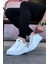 J029 Bağcıksız 3 Bant Lastikli Legend Ortopedik Taban Erkek Sneaker Günlük Ayakkabı Bt Beyaz 1