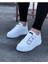 J050 Bağcıksız 3 Bant Tokalı Ortopedik Taban Erkek Sneaker Günlük Ayakkabı Bt Beyaz 1