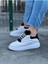 J094 Bağcıklı Ortopedik Taban Erkek Sneaker Günlük Ayakkabı Bt Beyaz/siyah 1