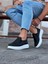 J049 Bağcıksız Lastikli Ortopedik Taban Erkek Sneaker Günlük Ayakkabı Bt Siyah 2