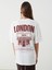 Bisiklet Yaka London Baskılı Oversize Kadın Tişört (S5) 4