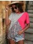Kadın Süprem Kumaş Leopar Desenli ve Cizgili Oversize Bluz 2