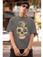 Zuno Erkek Oversize Skull Mushroom Baskılı Tshirt 1