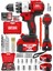 Brushless 21V 3 Ah Çelik Şanzıman 10 Pilli Çift Akülü Darbeli Şarjlı Matkap Vidalama-Kirmizi 2