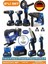 Alman Akülü Kömürsüz V598 5AH Profesyonel 8 Makine Kombo Set ,blue 4 Batarya 2 Ş. Cihazı 1