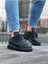 J094 Bağcıklı Ortopedik Taban Erkek Sneaker Günlük Ayakkabı St Siyah 2