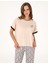 Kadın Bej Kısakollu Pijama Takımı 50318970-VR011 3
