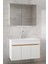 Beyaz 80 cm Mdf Ayna Dolaplı-Seramik Lavabolu Banyo Dolabı 1