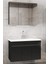 Siyah 100 cm Mdf-Aynalı Seramik Lavabolu Banyo Dolabı Takımı 1